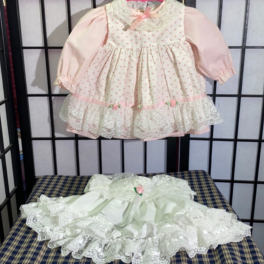 2 Vintage Dresses 6-9 Months Jo Lene/Baby Togs